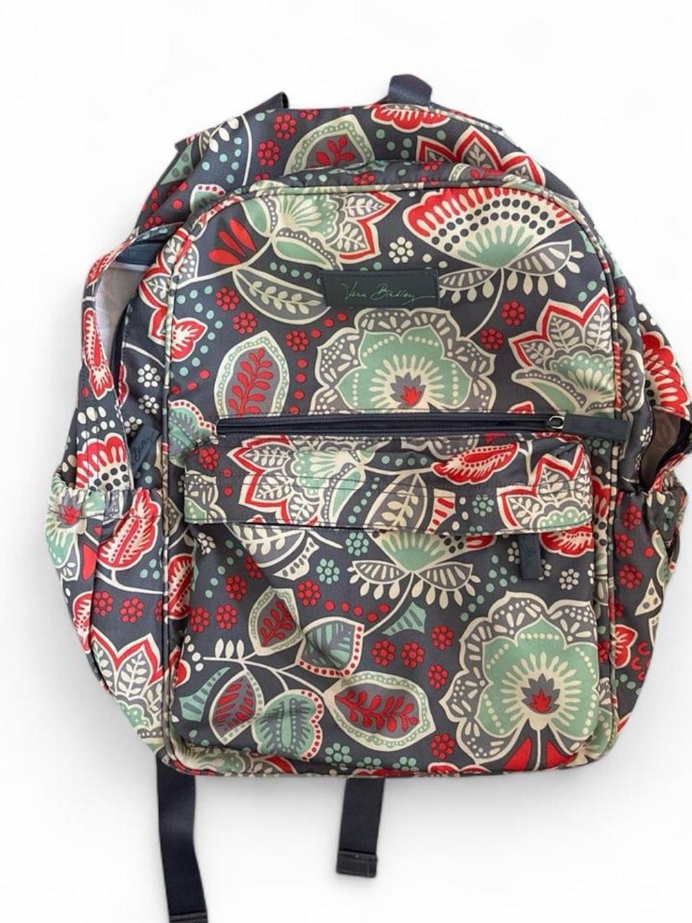 Vera Bradley Floral Backpack in Gray, Mint & Red